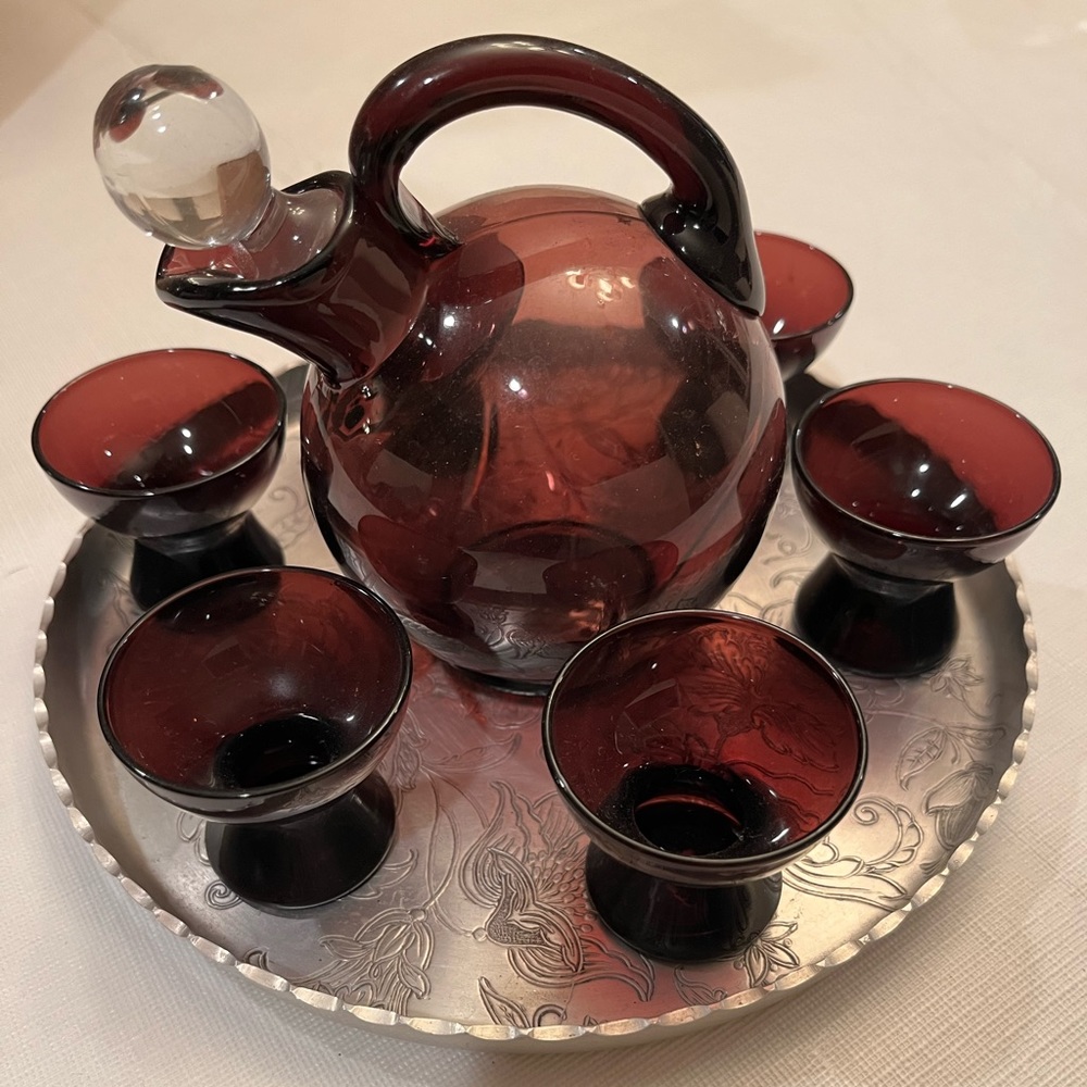 Cambridge amethyst decanter set … discontinued set … retired set